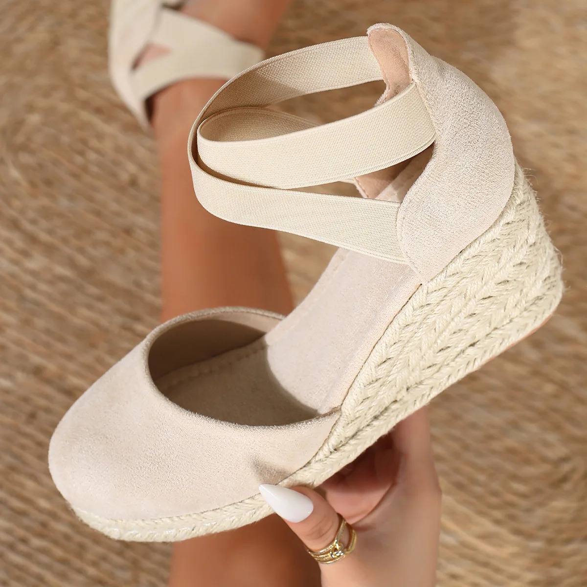 Espadrille Slip On - 커버 토 여성용 에스파드리유 웨지 샌들