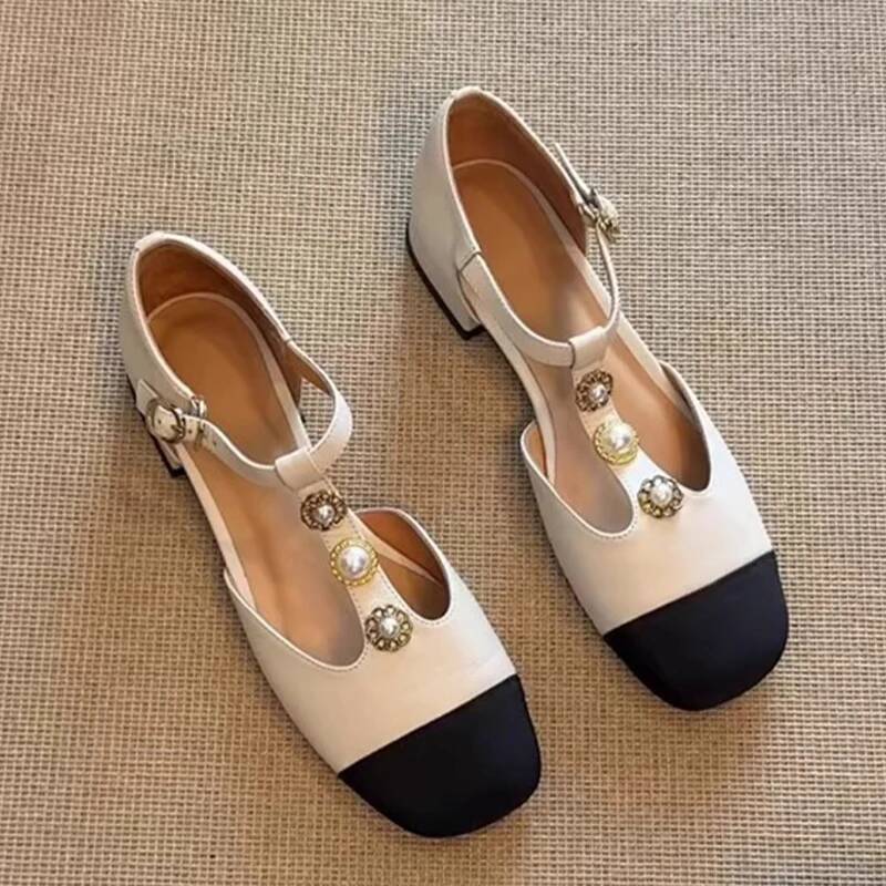 Casual Sandal Leather - 여성 스퀘어 토 힐 샌들 여름