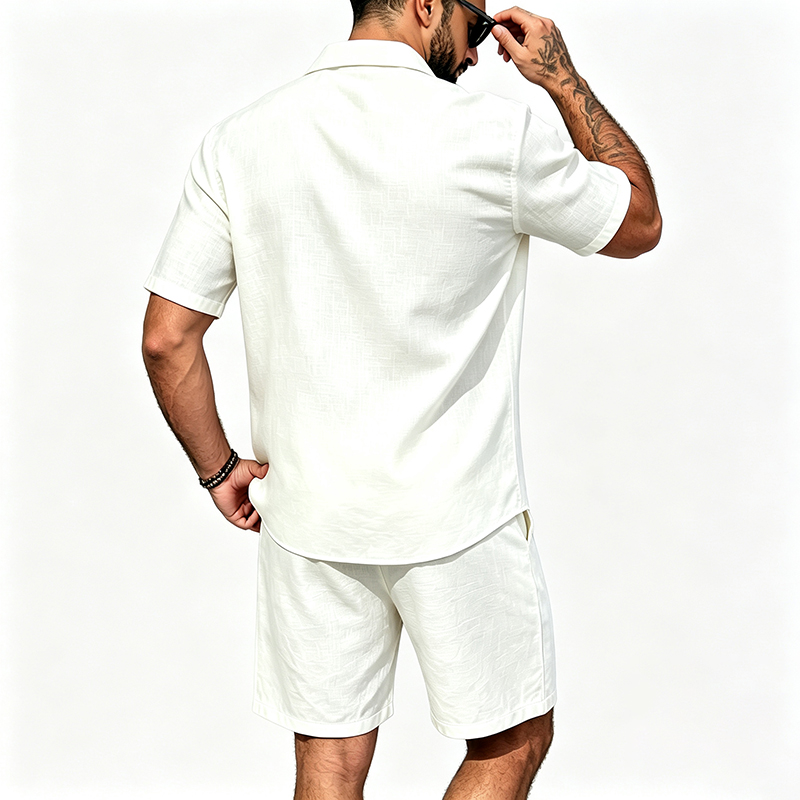남성 린넨 투피스 세트 반팔 라펠 버튼 셔츠 밴딩 반바 - Short Linen Drawstring 리뷰 및 가격