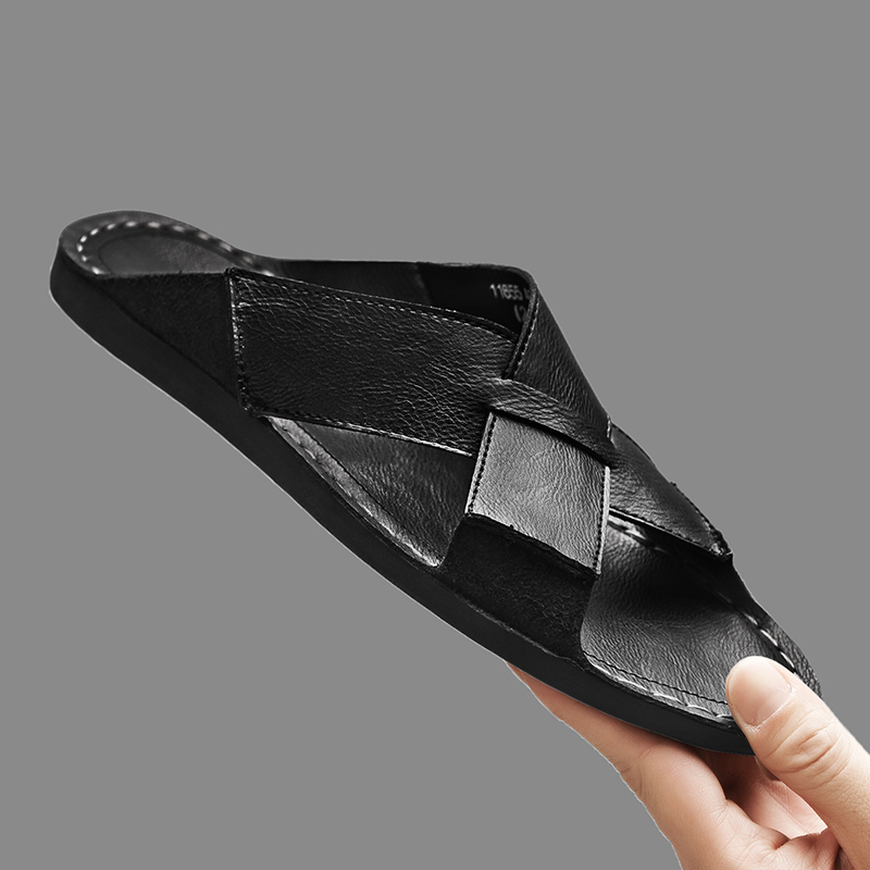패션 정품 가죽 남성 슬리퍼 여름 남성 샌들 야외 비치 - Flip Flop Leather Men 리뷰 및 가격