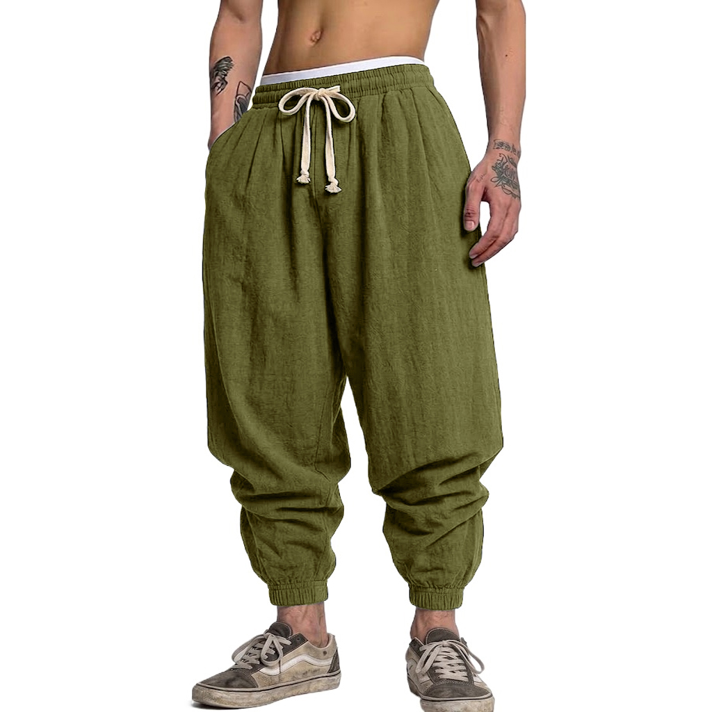 한국산 면 린넨 바지 가을 남성용 짐웨어 캐주얼 배기  - Short Linen Drawstring 리뷰 및 가격