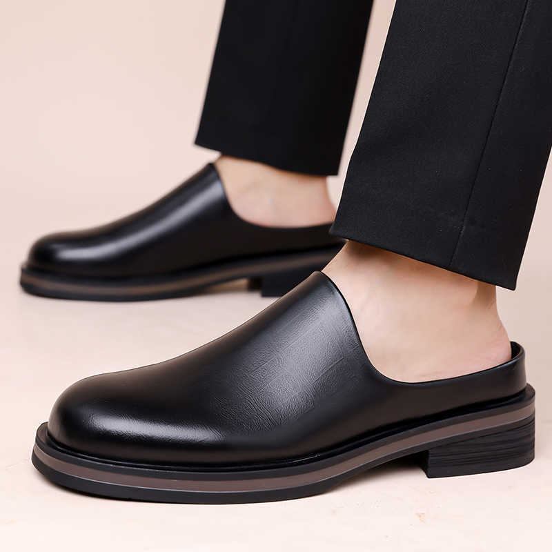 남성 슬립온 하프 슬리퍼, 두꺼운 밑창 광택 캐주얼 가 - Flip Flop Leather Men 리뷰 및 가격