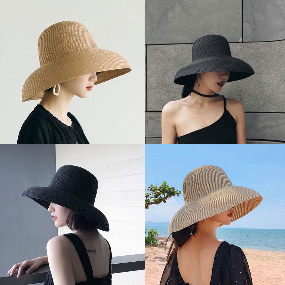 여성용 프렌치 햅번 스타일 와이드 챙 빨대 모자, 수제 - Bucket Hat Straw 리뷰 및 가격